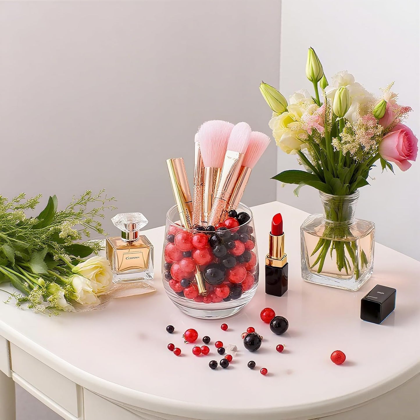 200 Pcs Vase Filler Beads Black and Red Pearl Beads for Vase No Hole Pearls for Centerpieces Vases Home Table Party Decor Wedding DIY 8/14/20mm