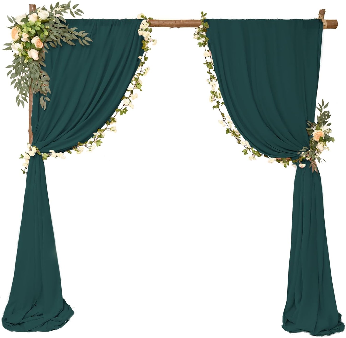 8 Panels Wedding Arch Draping Fabric 28" x20Ft Wedding Arch Drapes Chiffon Fabric Drape Sheer Backdrop Curtain for Weddings Party Ceremony Birthday Arbor Drapery Reception Ceiling Décor(Emerald Green)