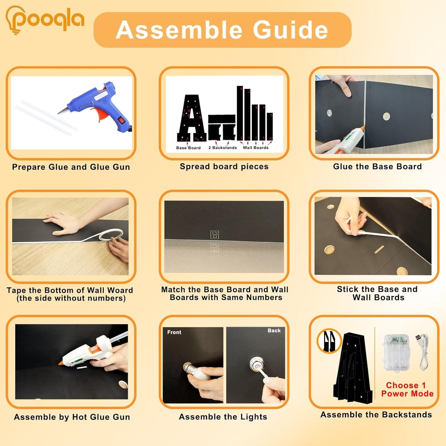 Pooqla 3 FT Marquee Light Up Letters, Black Marquee Letter Lights 3 Feet Tall, Giant LED Sign Big Mosaic Letters for Balloons Birthday Party Anniversary Wedding Decorations, Warm White B