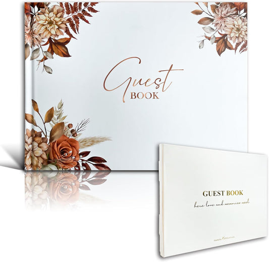 Mr&MrsGifts Elegant Wedding Guest Book Wedding Reception Hard Cover Guest Sign in Book for Wedding, Bridal and Baby Shower(Flower)
