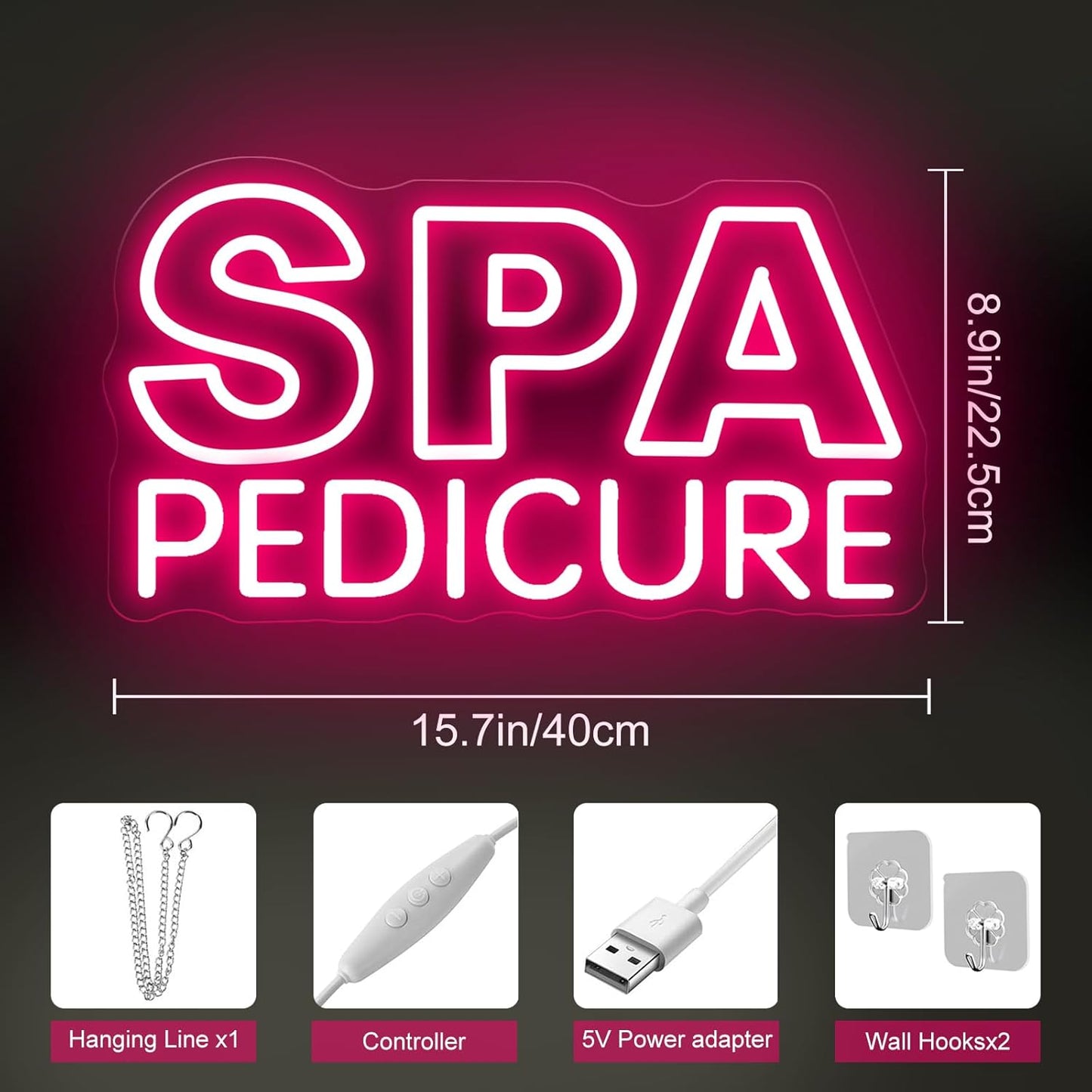 SPA Pedicure Neon Sign for Nail Salons, LED Spa Shop Cutcom Sign Lights Business Wall Decor for Beauty Salon Studio Room ART Decorations, 15.7"x7.3"