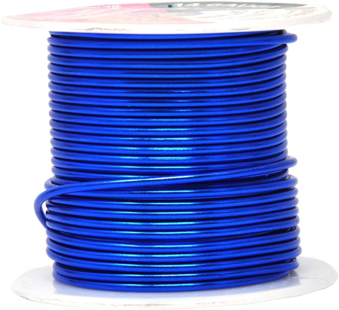Mandala Crafts 14 Gauge Anodized Aluminum Craft Wire for Jewelry Making – 330 FT Colored Flexible Silver Copper True Blue Pink Ice Blue Green Wire - Bendable for Bonsai Armature Crafting Sculpting