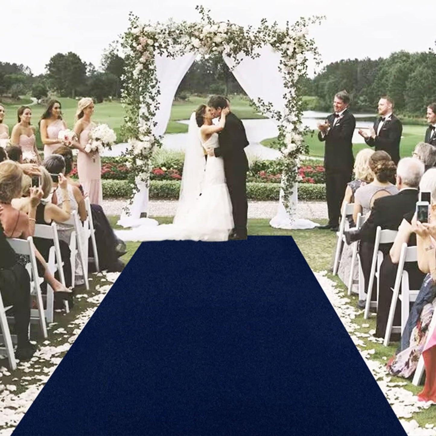 MODFUNS Navy Blue Aisle Runner Wedding Runner Aisle Outdoor 4x20ft Velvet Fabric Carpet Runners Wedding Carpet Runway Rug with Carpet Tape Aisle Floor Runners for Ceremony Banquet Party Decoration