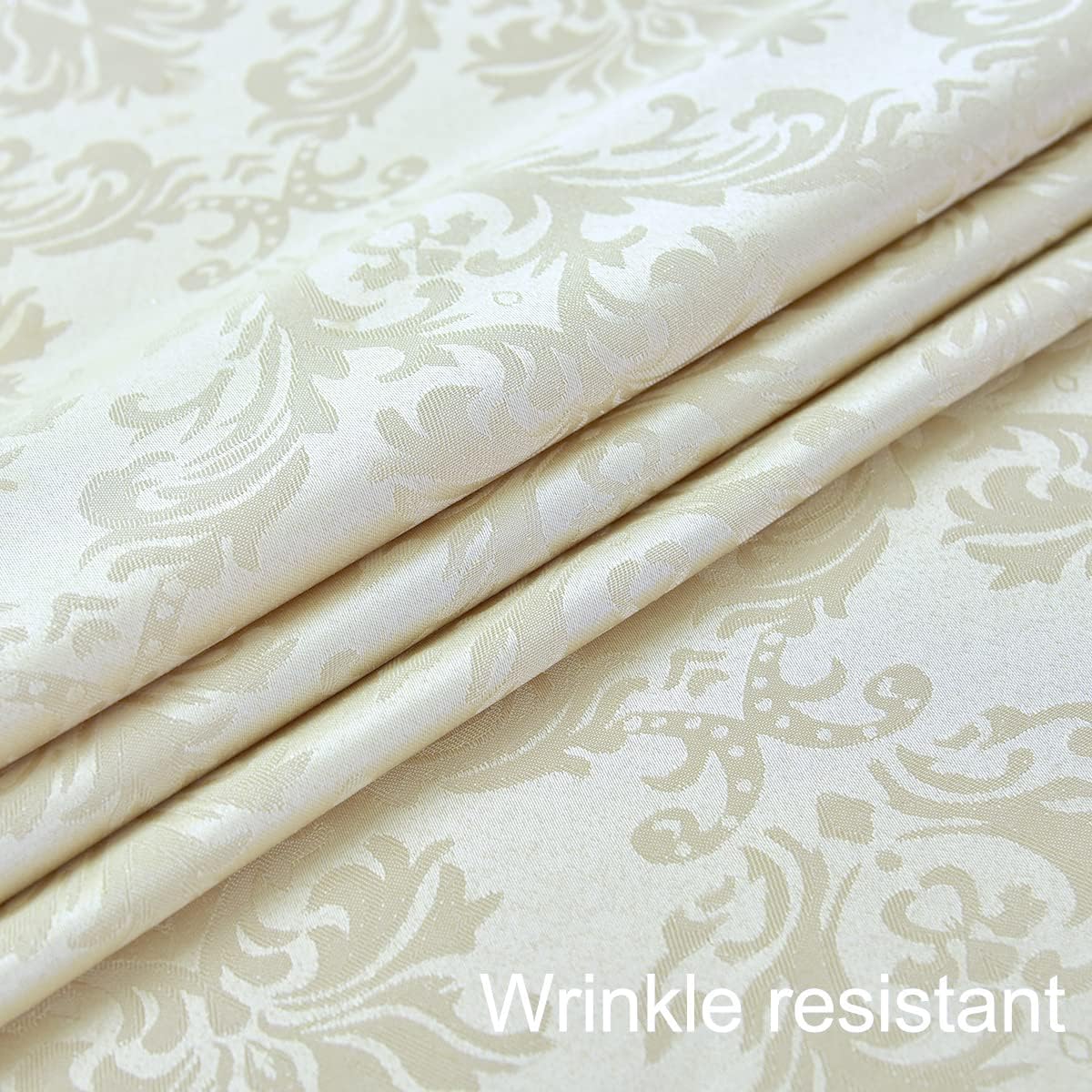 SASTYBALE Rectangle Tablecloth - 60 x 84 Inch Beige Cream Damask Table Cloth Jacquard Design Spill Proof Wrinkle Resistant Waterproof Soft Polyester Oblong Table Cover for Kitchen Parties(Ivory)