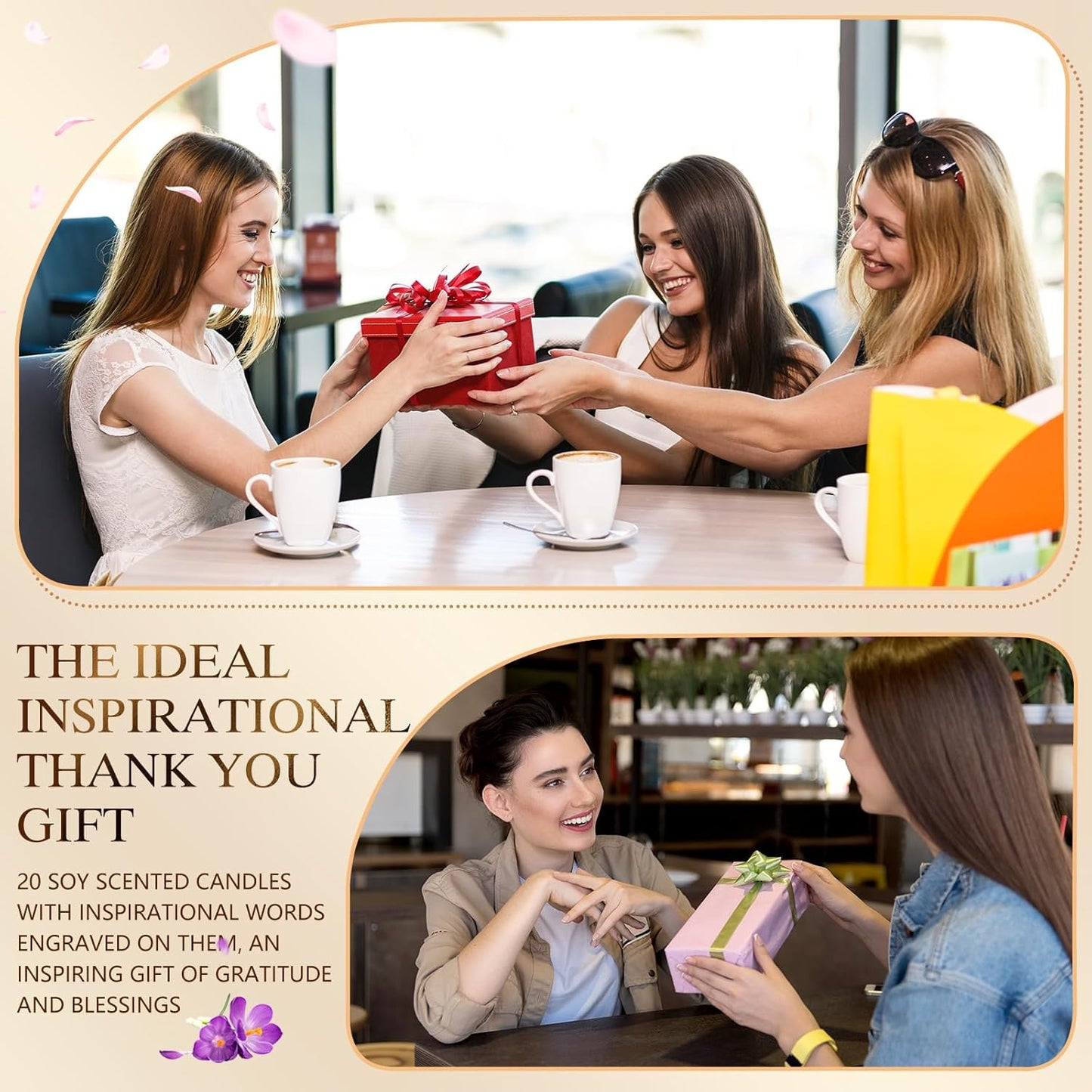 MTLEE 20 Pcs Thank You Gifts Candles 3.5 oz Employee Appreciation Inspirational Scented Soy Wax Candle Thank You Gift Christmas Gifts for Coworker Women Volunteer Teacher(Appreciation,Brown)