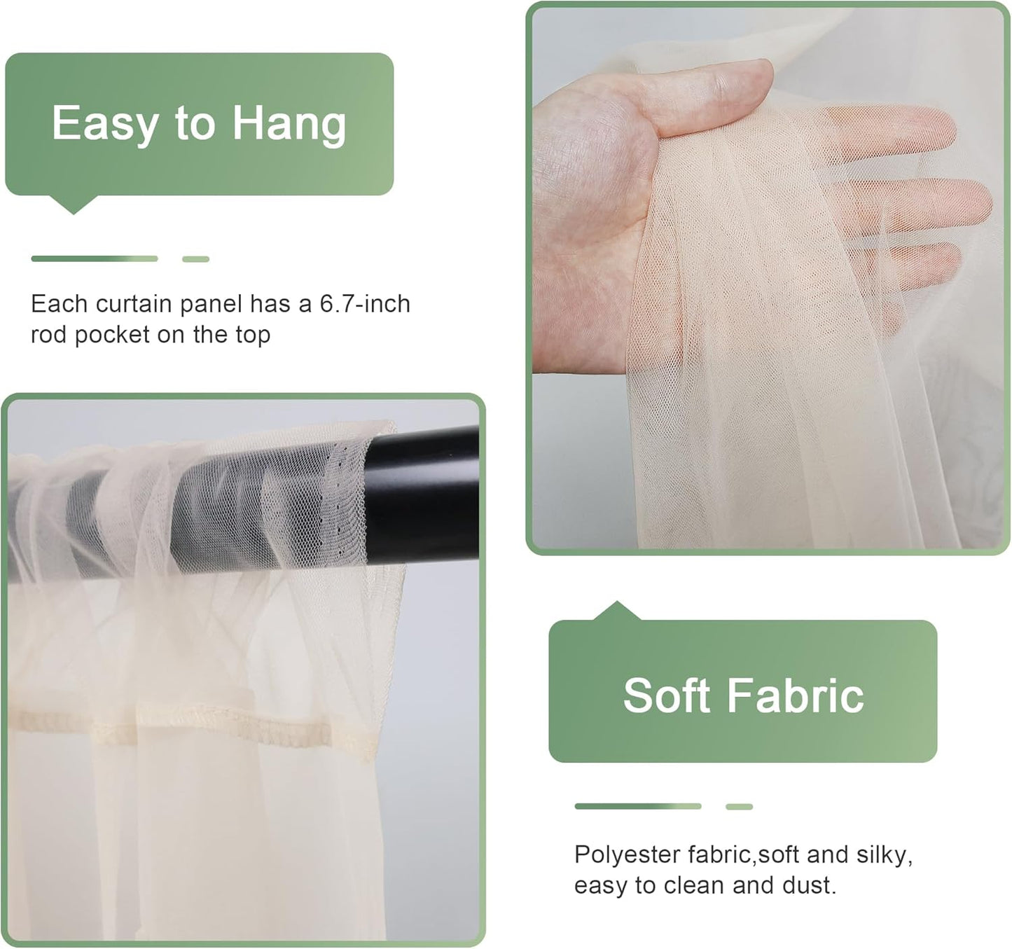 Tulle Backdrop Curtain with Lights String 10FT X 10FT Champagne Sheer Tulle Backdrop Curtains for Wedding Birthday Party Reception Photo Booth Background Decorations (2 Panels 5x10FT)