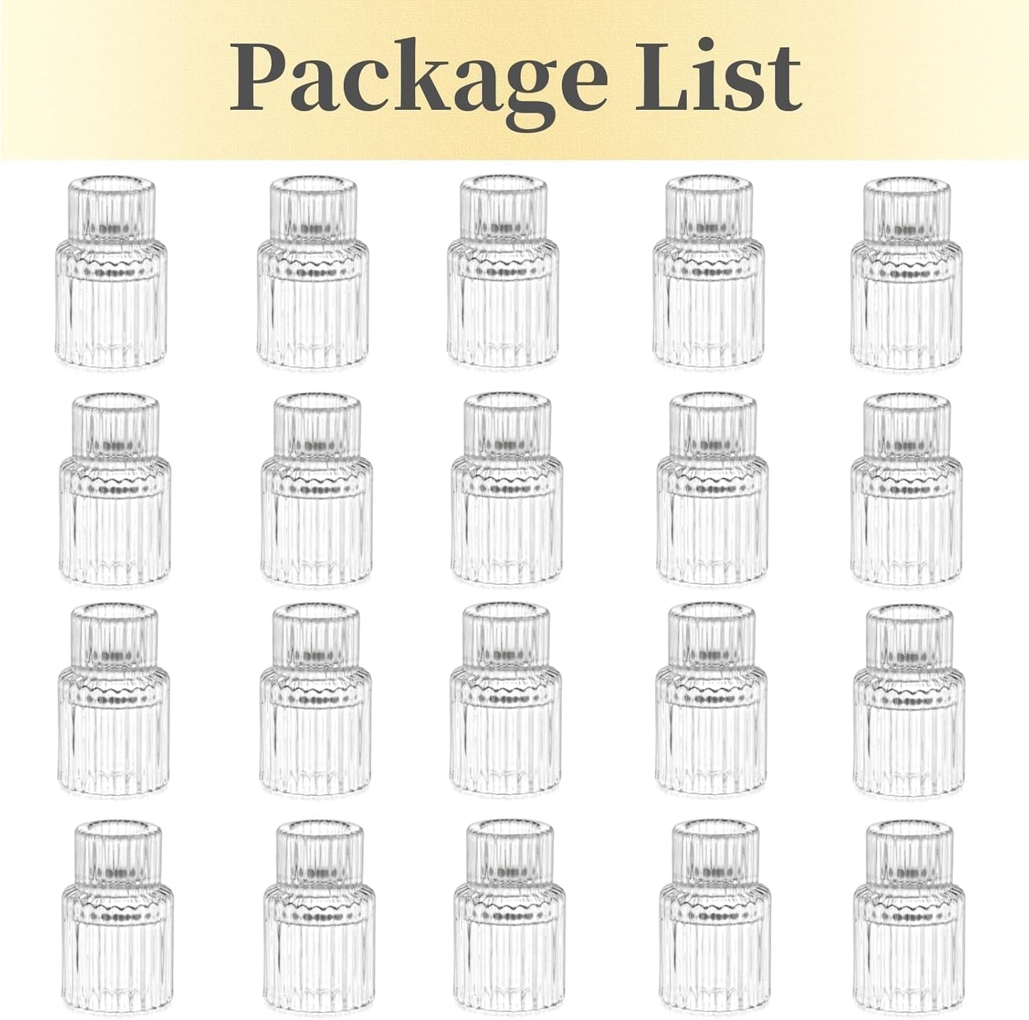 Candle Holder Glass Candlestick Holders: Hewory 20PCS Clear Taper Candle Holders Bulk for Table Centerpiece, Glass Candle Holder Candle Stick Holder Decor for Christmas Wedding Party Bridal Showers