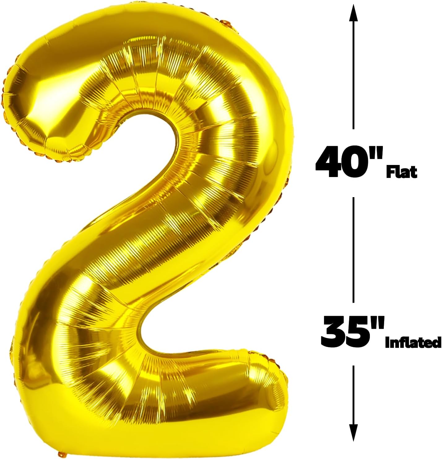 Big 40 Inch Gold 2 Number Balloon Birthday Decoration, Number 2 Helium Balloons 12 20 22 23 24 26 28 32 42 Celebration, Boy Girl Baby Anniversary Party Graduations Supplies
