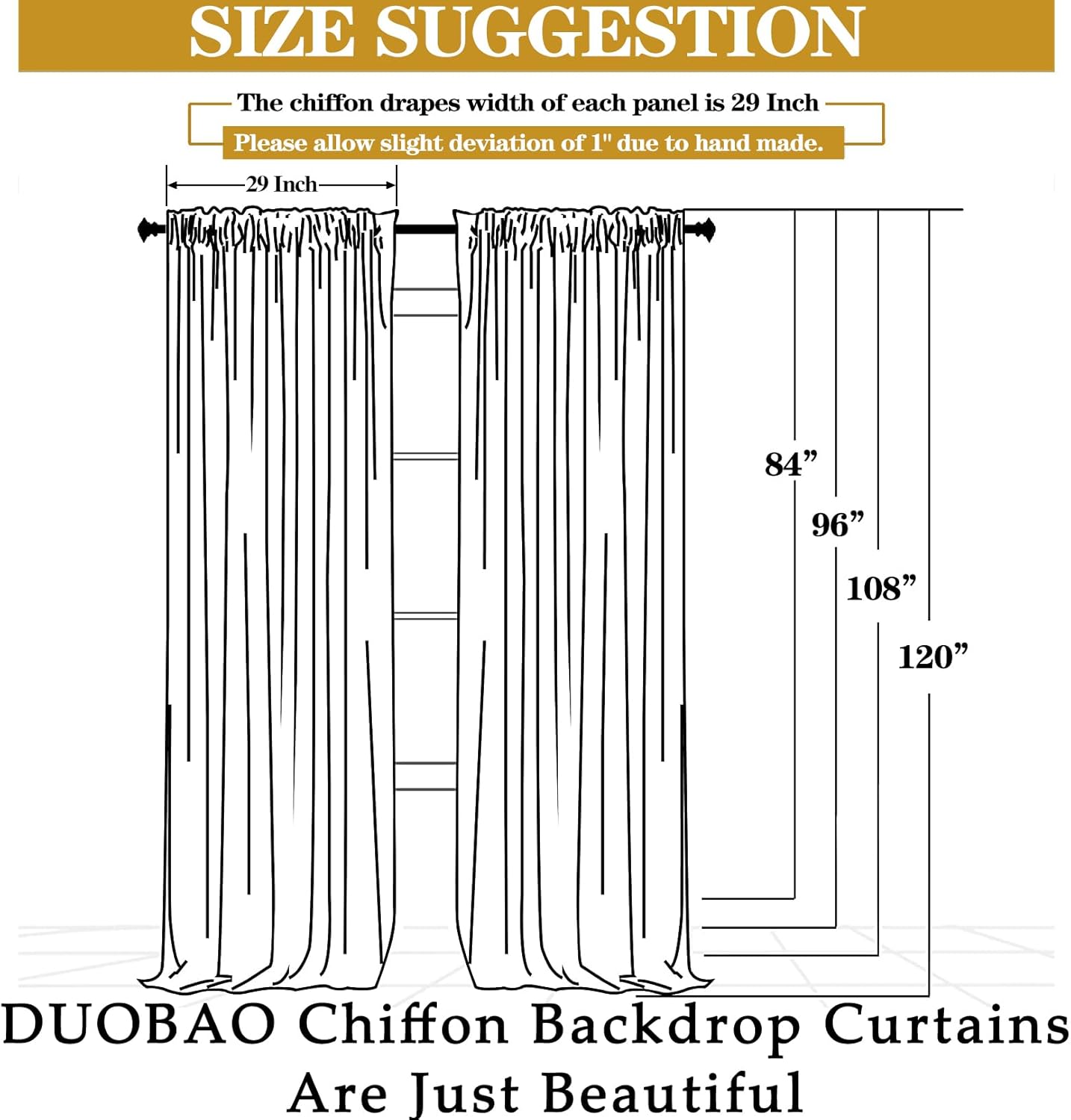 DUOBAO Chiffon Backdrop Curtain-2 Panels 29"x108" Wedding Drapes Lavender Sheer Beach Curtains for Living Room Voile Window Curtain Photography Background (29''x108''x2pcs, Lavender)