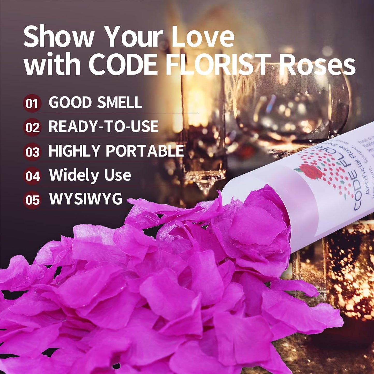 CODE FLORIST 1100 PCS Silk Rose Petals,Fake Rose Petals for Romantic Night,Wedding,Proposal Anniversary Flower Decorations(Separated,Scented,Purple)