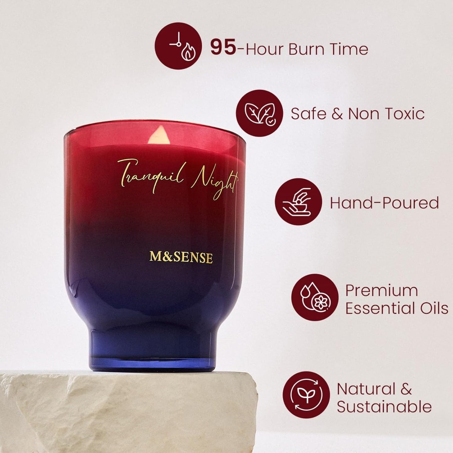 M&SENSE 16.6oz Natural Soy Large Jar Candle with Wooden Wick | Midsummer Night Scent | 95-Hour Burn & Long-Lasting Burn | Housewarming Gift for Men and Women