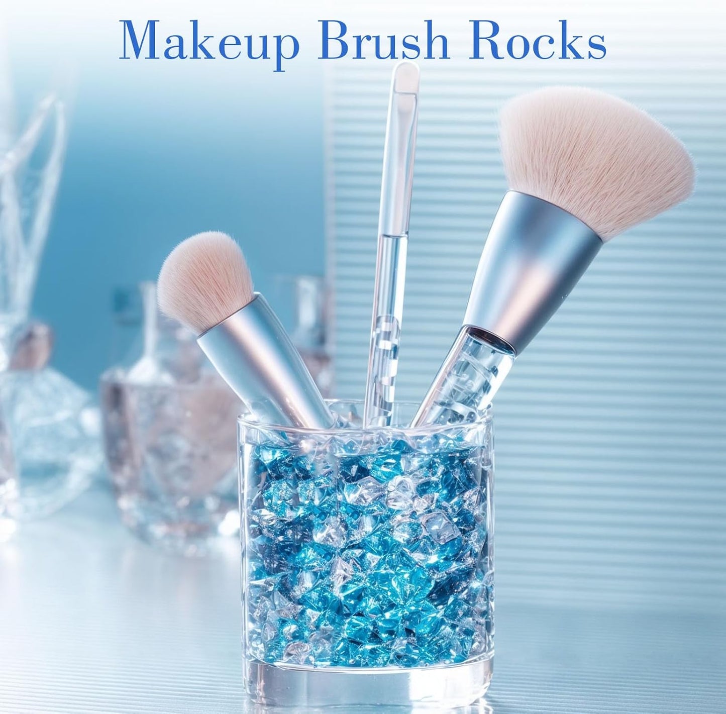 DomeStar 1050PCS Mixed Blue Fake Ice, Fake Diamonds, Vase Fillers Clear Rocks for Fish Tank Table Scatter Decor