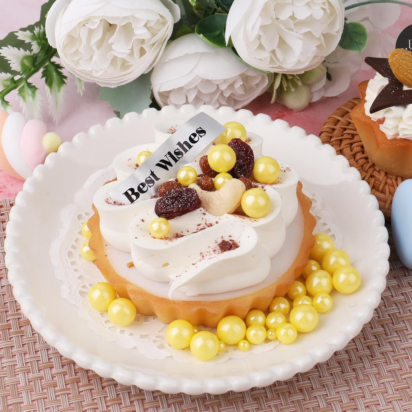 Yellow Pearl Sprinkles for Cake Decorating, 11.3 Oz Edible Pearls Sugar 4 Sizes Gift Box Set for Baking Cookie Ice Cream Cupcake Toppings