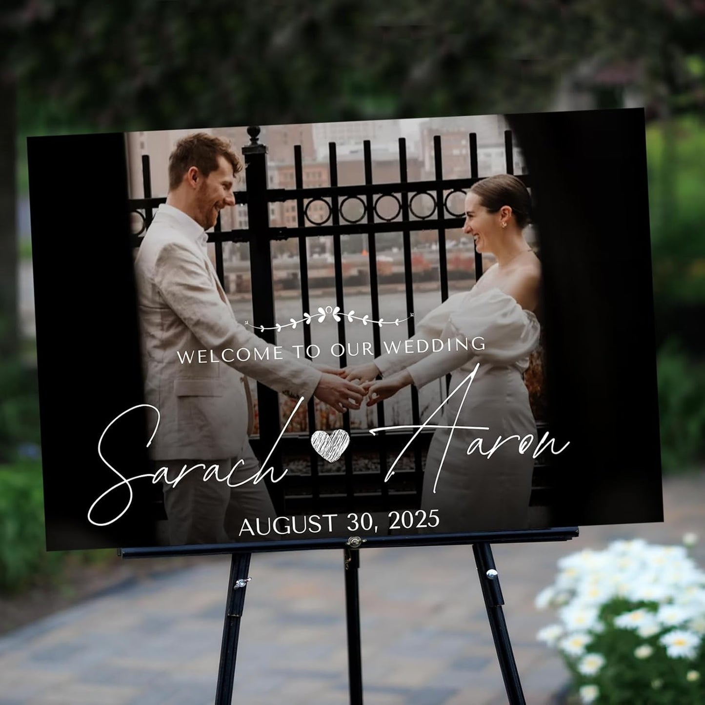 Personalized Wedding Welcome Sign for Bride & Groom, Customized Welcome to The Night Board for Ceremony or Reception, Bridal Party, Canvas Poster Decor for Weddings with Photo