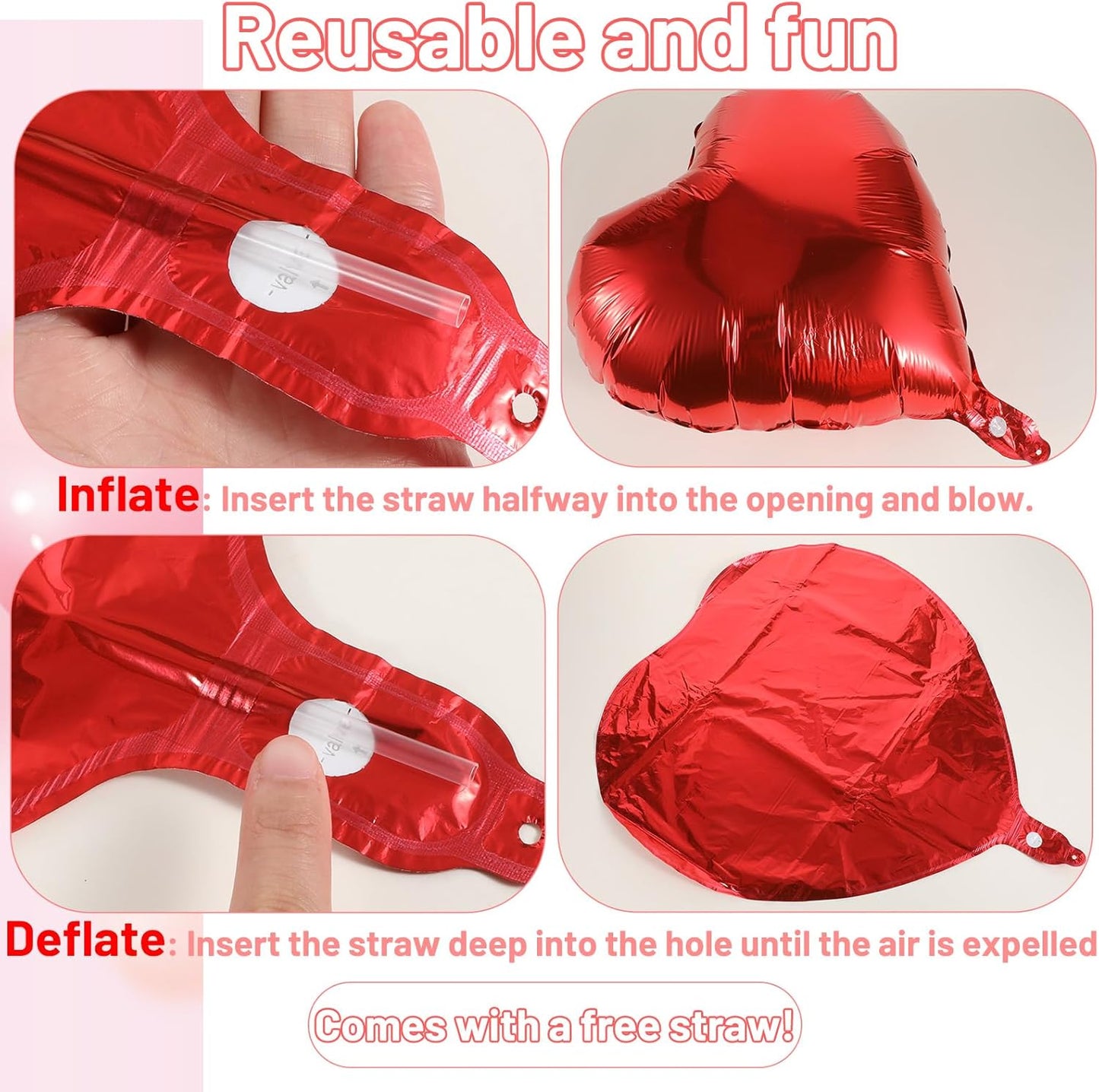 12 Pcs Heart Balloons 18 Inch Red Heart Shaped Balloons Helium Foil Balloon For Baby Shower Birthday Wedding Bridal Engagement Anniversary Valentines Day Decorations Women Girls