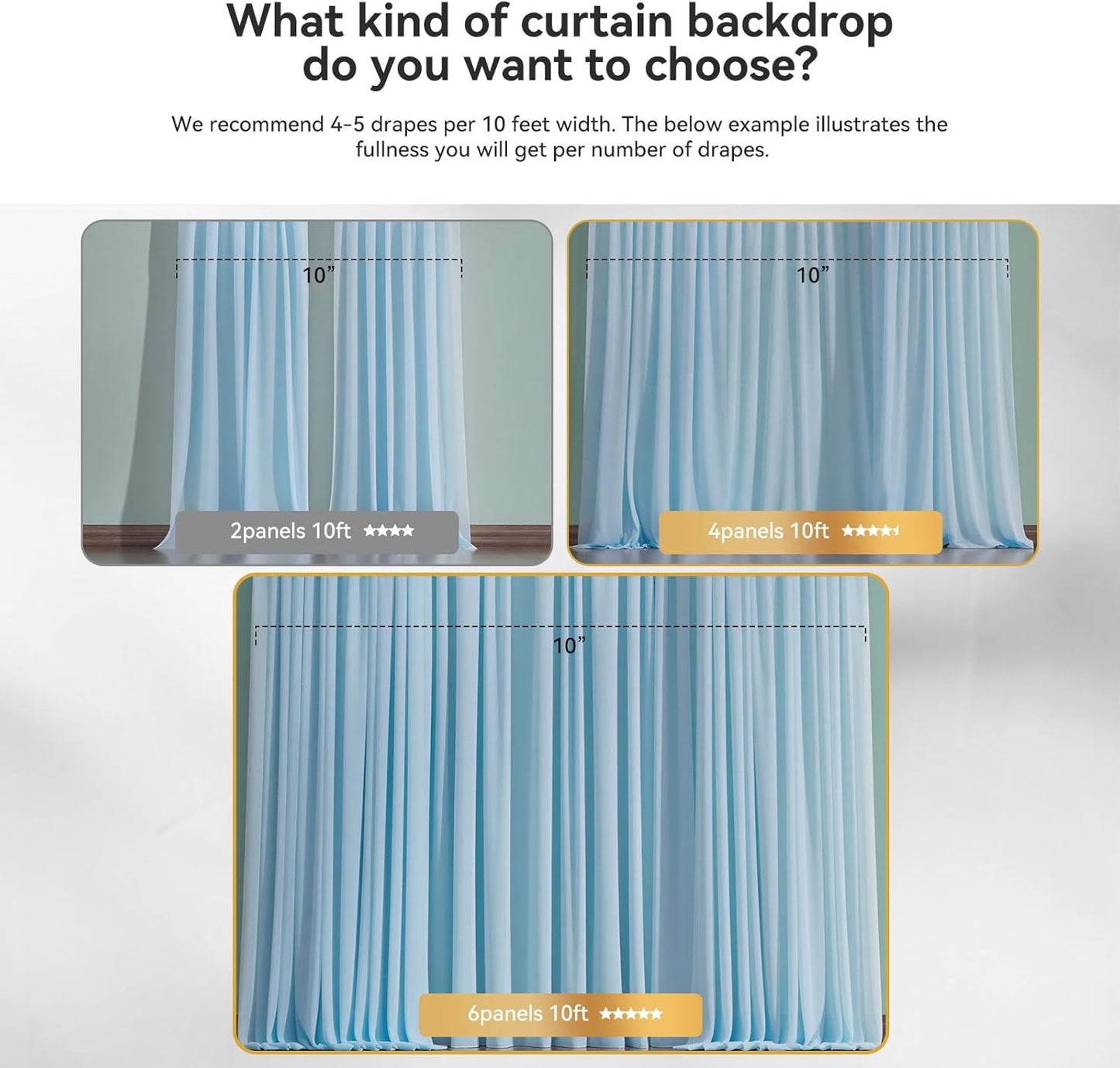 10×8ft Tulle Backdrop Curtains with Lights String - 300LED Fairy Lights Sheer Curtain Backdrop for Weddings Baby Shower and Birthday Party Decorations(8 Panels 5×8ft)