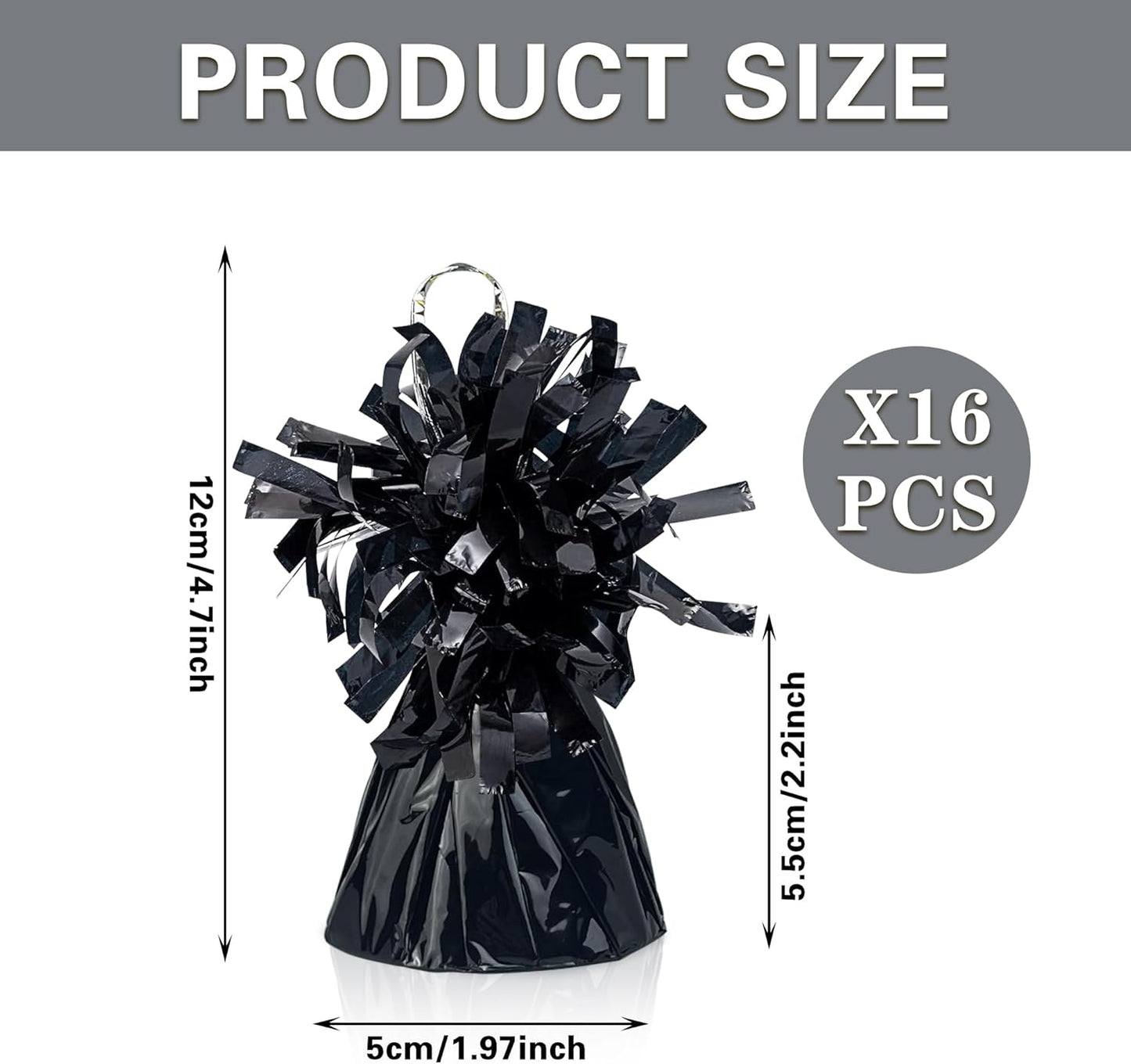 16 PCS Metallic Wrapped Balloon Weights Black Heavy Balloon Weight for Balloons Birthday Party Table Centerpiece Decorations (Black)