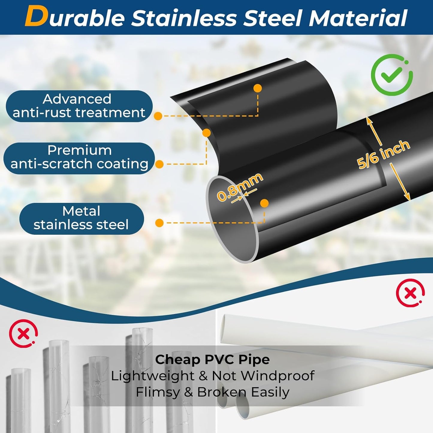 Balloon Stands for Floor Set of 2, Height Adjustable Splicing Metal Pole Balloon Column Stand for Birthday,Baby Shower,Christmas,Halloween,Party,Events Decorations, 1.3-5FT Tall, Black