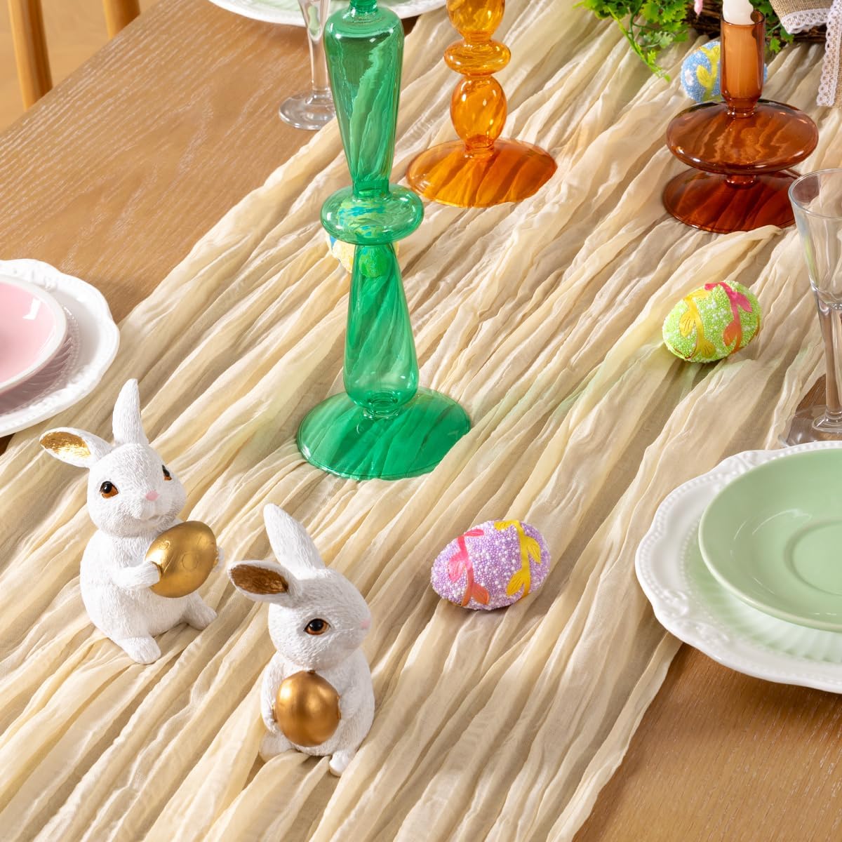 Beige Cheesecloth Table Runner Fall Table Runner 120 Inches Boho Gauze Cream Cheese Cloth Fall Table Decorations for Thanksgiving Wedding Bridal Baby Shower Garden Party Decor