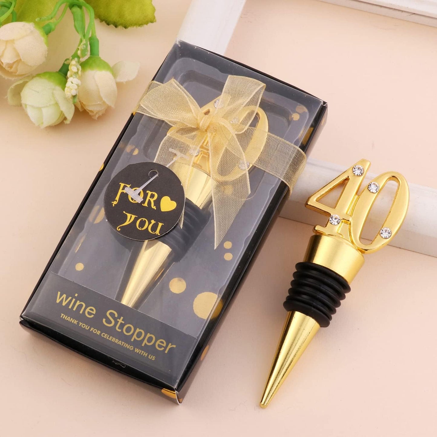 24 Pack 40th Birthday Favors For Guests 40 Years Old Wine Bottle Stopper With Gift Box For 40th Wedding Gift Party Favor Decoration
