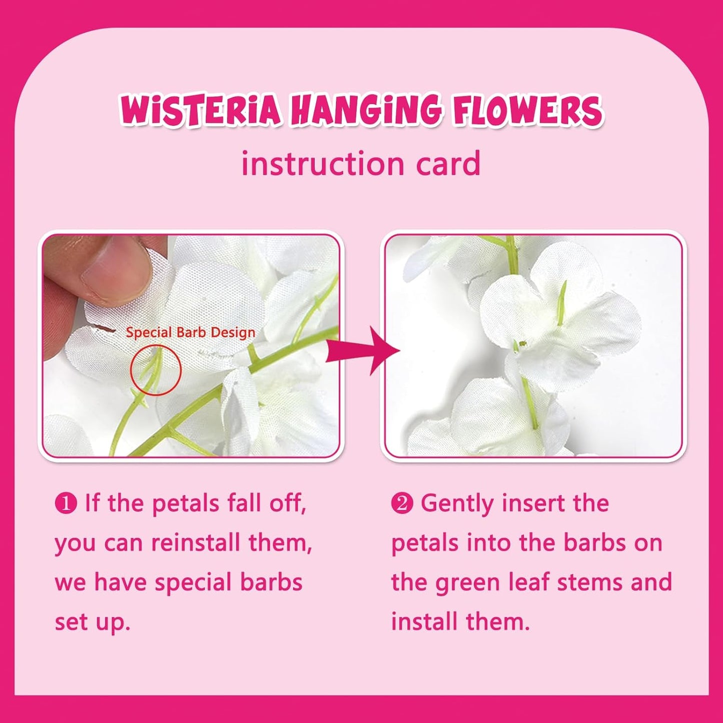 12 Pack Fuchsia Wisteria Hanging Flowers Garland, 3.77 Feet Artificial Flower Vines, Fake Wisteria, Artificial Vines Hanging Garland for Backdrop Outdoor Yard Garden Decor