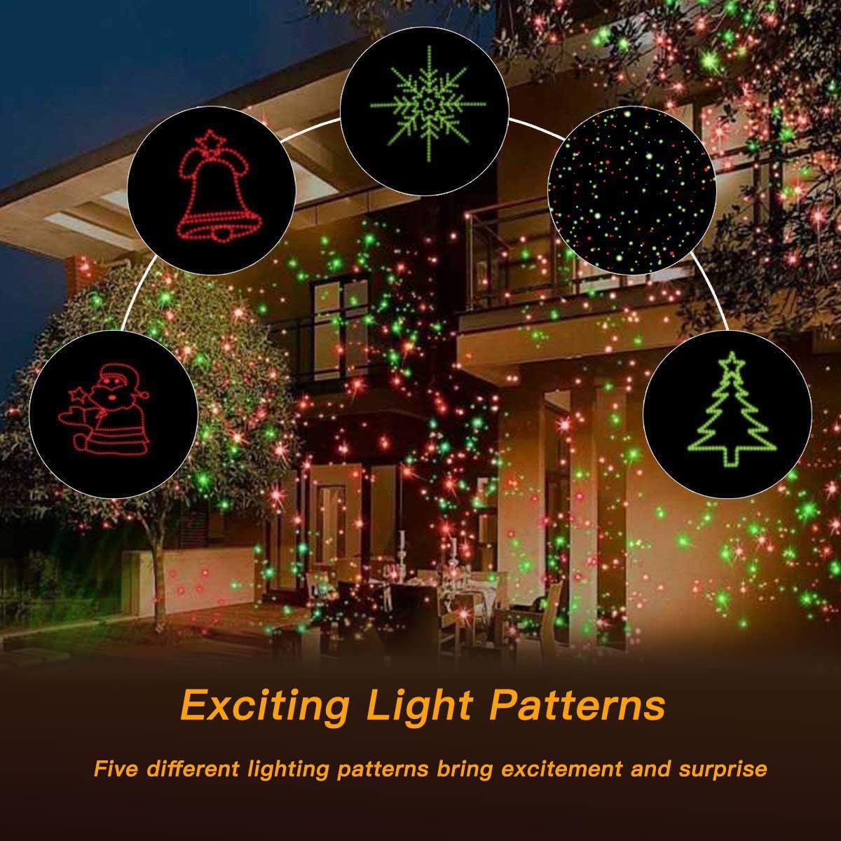 Christmas Projector Lights Outdoor, Led Christmas Laser Lights Landscape Spotlight Red and Green Star Show with Remote Control,Indoor Outdoor Holiday Decoration for Party Garden Wall Decoration