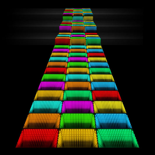 Haull 118 x 39 Inch Neon Light up Dance Floor Glow in The Dark Runner UV Reactive Blacklight Floor Aisle Runner Decor Wall Props for 80s 90s Neon Birthday Party Decorations(Dynamic Grid)