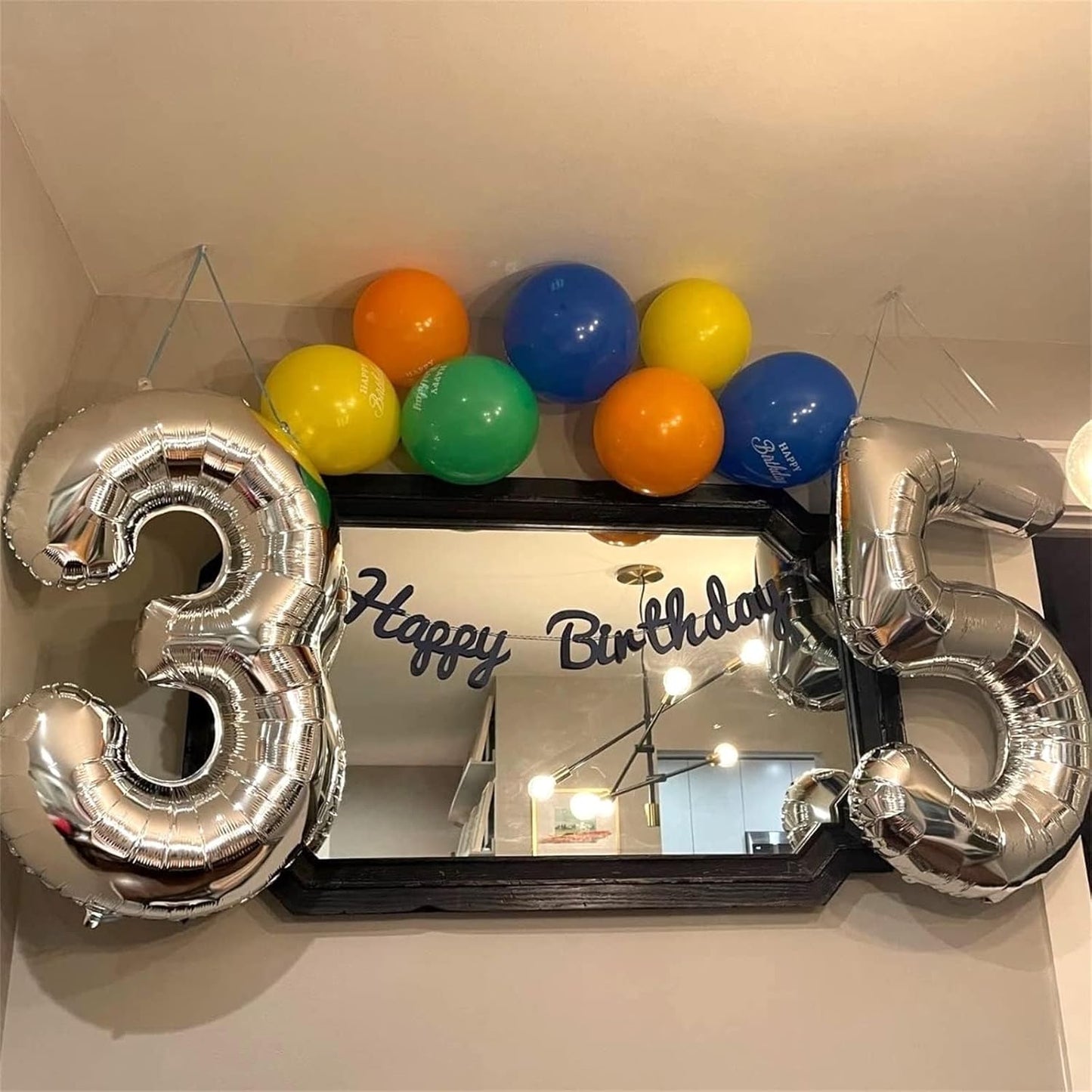 40 Inch Silver Large Numbers Balloons 5, Self Inflating Digit 5 Helium Balloons for 5th Girls Boys, Foil Mylar Big Number Balloon Set 0-9 for Women Men Birthday Party Anniversary Supplies Decorations