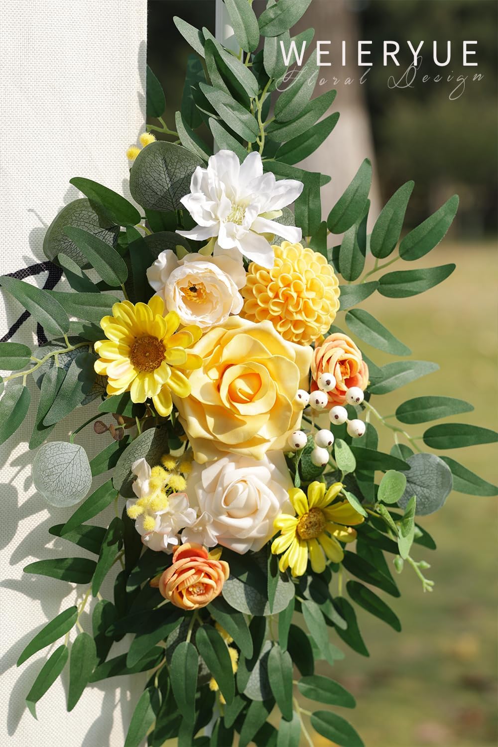 Artificial Wedding Arch Flowers Kit(Pack of 2) for Wedding Arch, Bridal Shower, Ceremony and Reception Backdrop Decoration (Gentle Creamy Yellow)