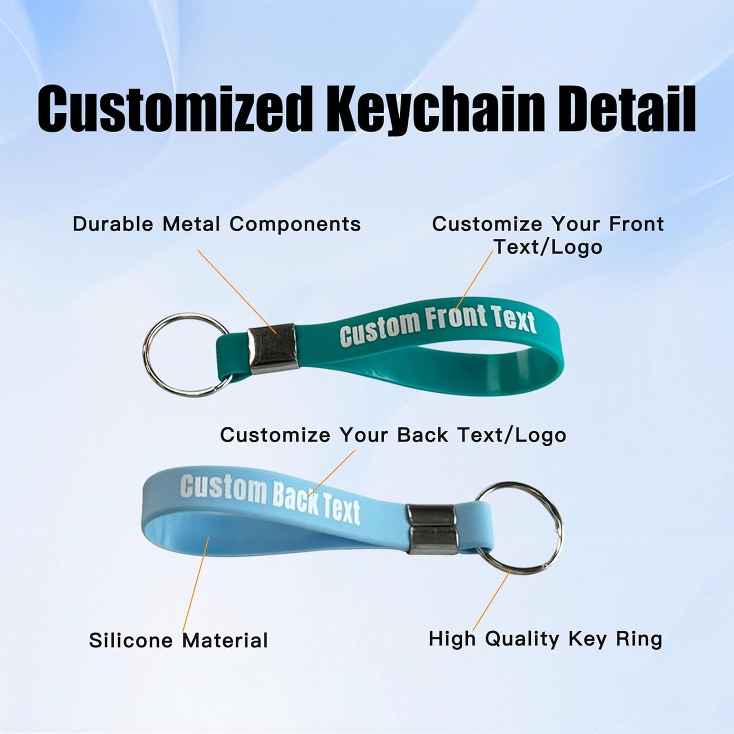 30-5000PCS Personalized Silicone Keychains Custom Bulk With Text/Logo，Customizable Rubber Keyring for Women Men Key