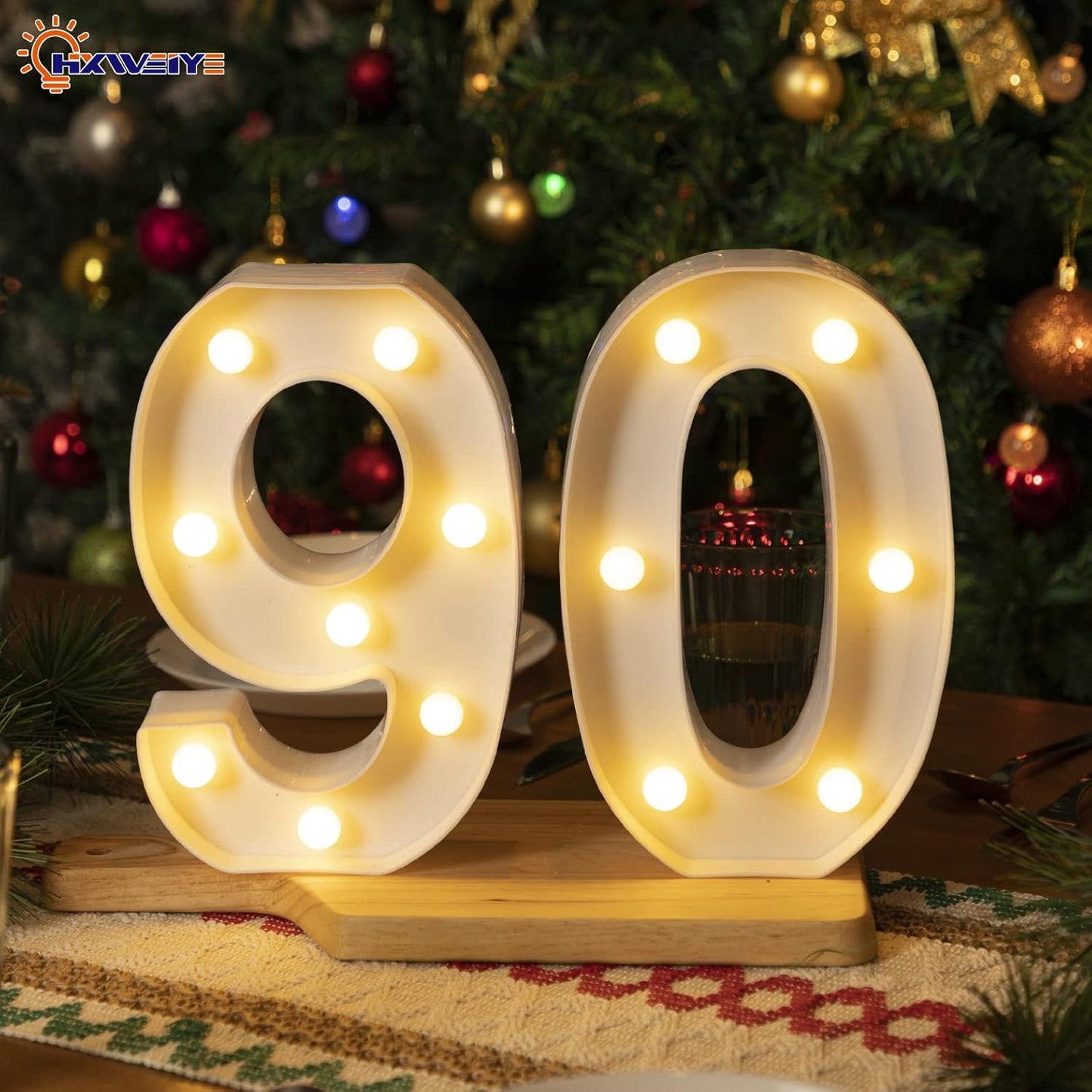 HXWEIYE Light Up Numbers-9, LED Marquee Number Lights Sign 26 Alphabet and 10 Number for Party Bar Birthday, Light Up Letters Battery Powered Warm White Christmas Decoration Numbers Lights