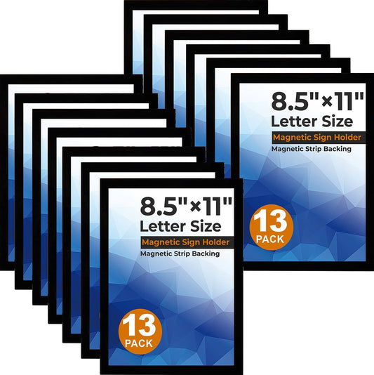 13 Pcs Magnetic Signs Holder, for 8.5" x 11" Letter, Self-Adhesive Magnetic Paper Holder, Magnetic Frame Document Holder for Wall Window Office Poster Store