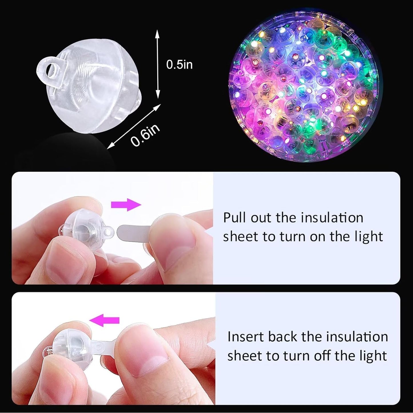 100Pcs Balloon Lights with Lanyard, Long Standby Time Mini Balloon Lights, LED Multicolor Flash Round Ball Lamp for Paper Lantern, Wedding, Birthday Halloween Easter Christmas Decorative
