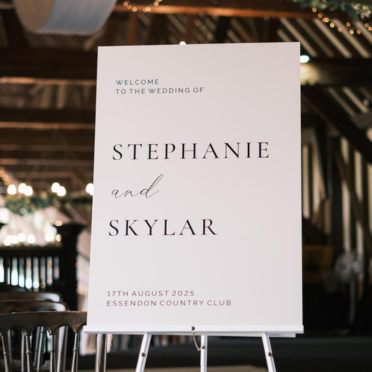 Welcome Wedding Sign Personalized, Luxury Wedding Sign Decorations Signage 12" X 18" (Small), 27" (Medium), 36" (Large), Plastic, Modern, Pole Mount, Weather