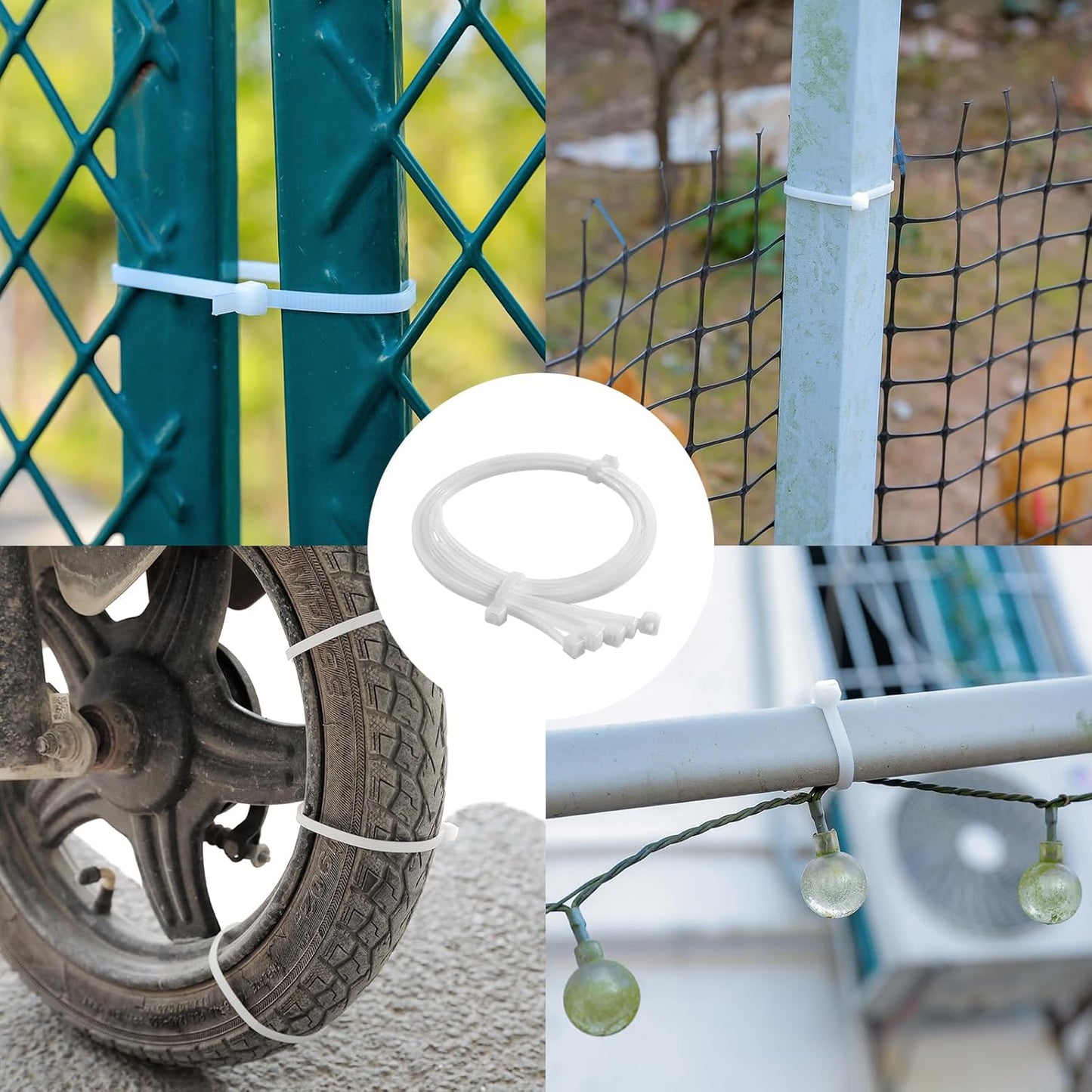 12 Inch White Zip Ties Double Sided Toothed,120 LBS Tensile Strength Heavy Duty Cable Wire Ties With Self-Locking Adjustable More Durable Nylon Tie Wraps for Indoor Outdoor（100 Pack）