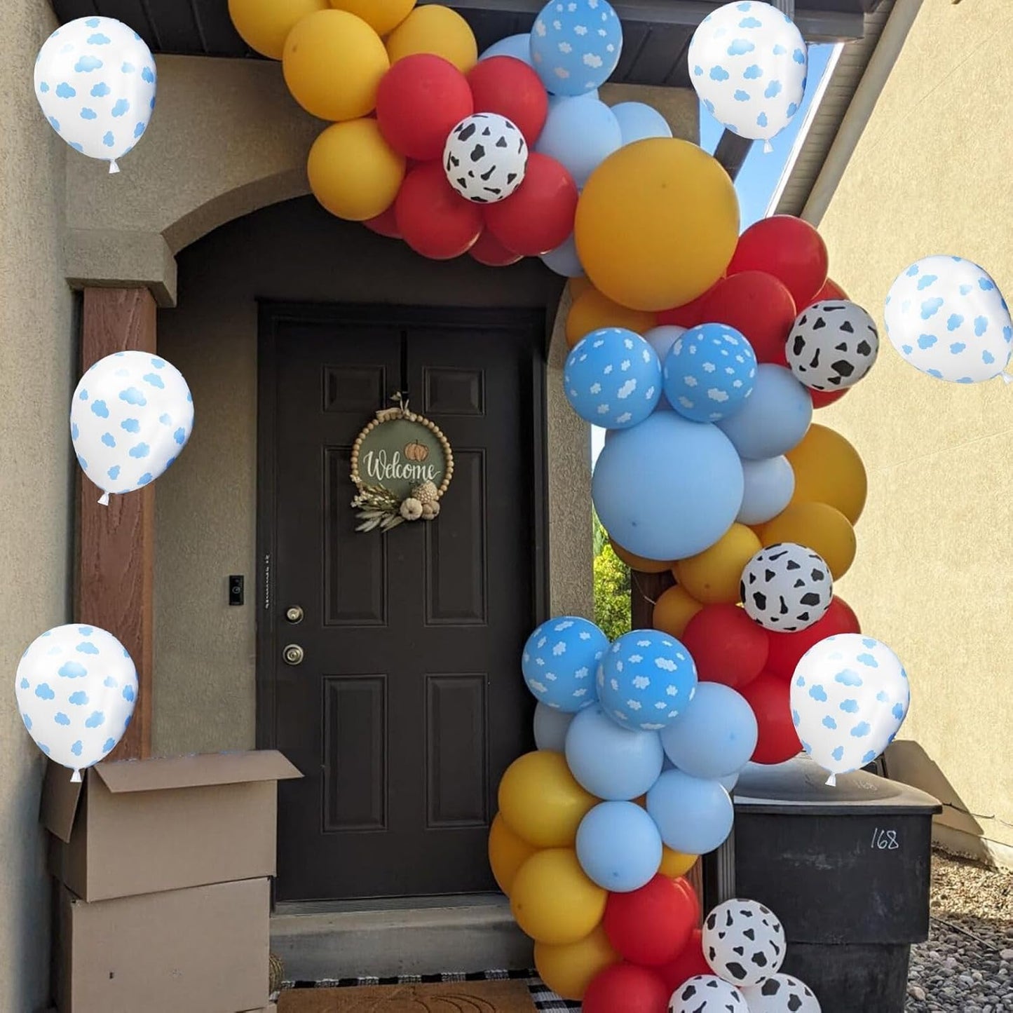 Cloud Balloons, 52 PCS 12 Inch Blue White Balloons With Clouds Print for Birthday, Baby Shower, Cloud Themed Party Decorations Supplies