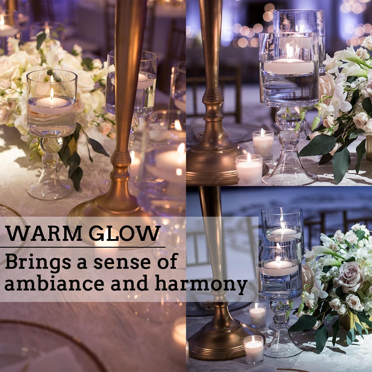 White Floating Candles Set of 36, Unscented Candles for Weddings, Pool Party, Home Decor Holiday & Dinner Centerpieces (3 Inch)