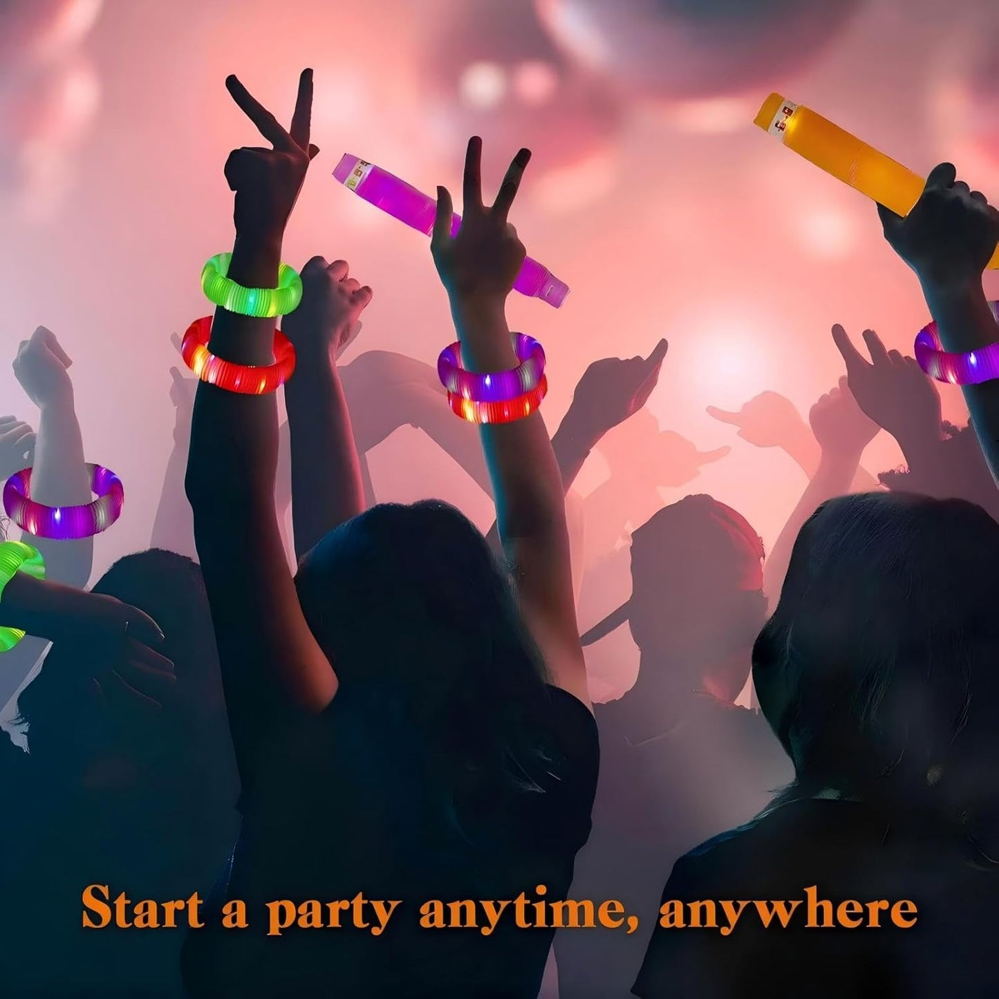 Orange 24 Pack Light Up Party Favors Supplies,Bulk Glow Sticks Bracelet,Necklace Accessories for Kids,Birthday Return Gifts Treats,Easter Basket Goodie Bag Stuffer Fillers for Boys Girls