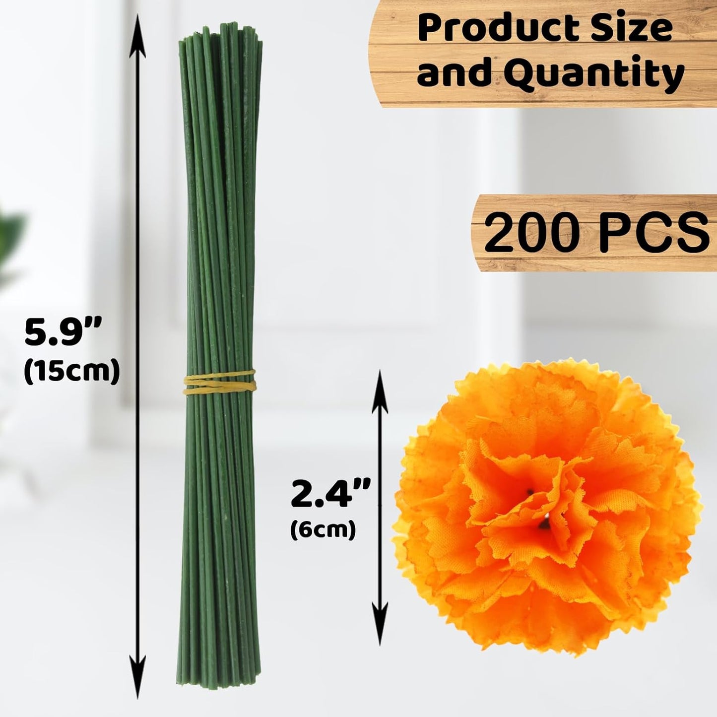 Hananona 200 Pcs Marigold Flower Heads Bulk, Silk Marigold Heads with Stems Artificial Marigold Flowers for Diwali Home Decor DIY Marigolds Garland Craft Day of Dead Decorations (200, Orange)