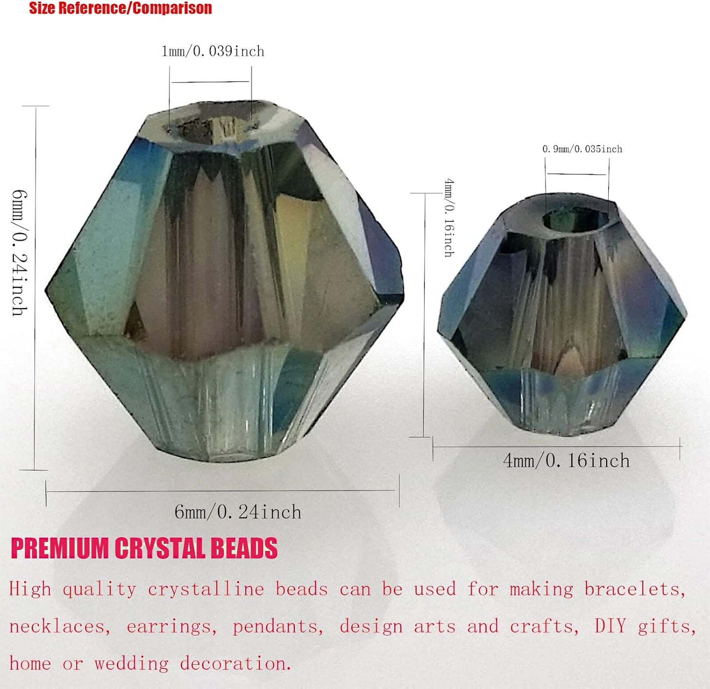 4mm Bicone 1800Pcs Clear Green Crystal Glass Beads Small Faceted Bicone Shape Crystal Glass Spacer Beads for Bracelet Necklace Decorative Hand Jewelry Making (Clear Green, 4MM)