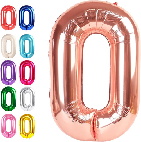 Rose gold 40 Inch 0 Number Balloons, 0 Decorations for 10 20 30 40 50 60 70 80 90 100 Birthday, Rose gold Foil Giant Birthday Graduations Anniversary Party Balloon