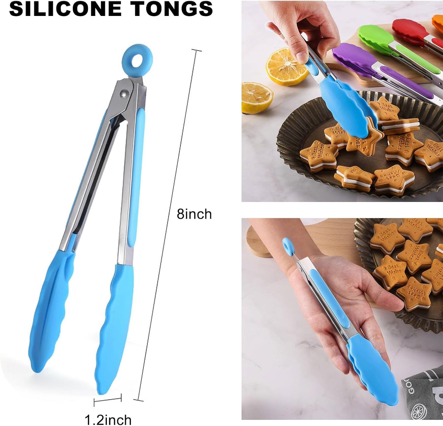 6 Tiers Macaroon Tower Stand with 8'' Silicone Tongs, Round Macaron Tower Cake Display Rack Plastic Cupcake Stand Macarons Desserts Serving Tray for Birthday Wedding Party Decor (6 Tiers with Tongs)