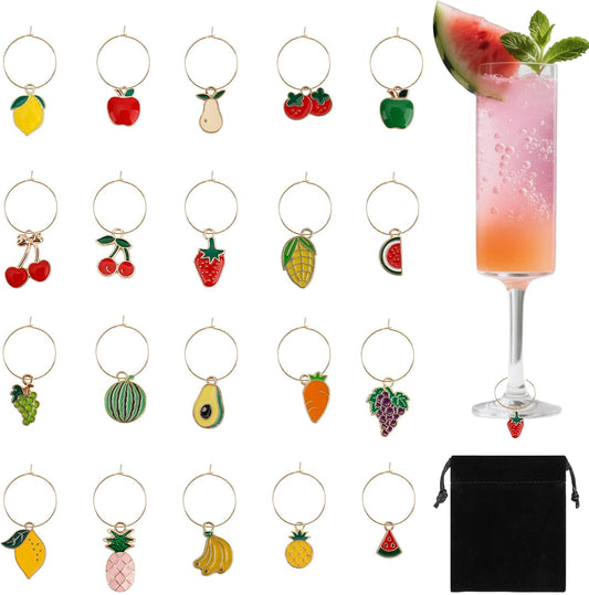 Wine Glass Charms Wine Charms for Stem Glasses Glass Markers Identifiers Tags for Christmas Tasting Party Favors Decorations