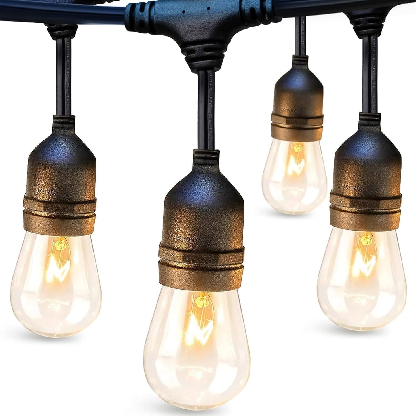 addlon 36 FT Outdoor String Lights Commercial Grade Weatherproof Strand, 15 Edison Vintage Bulbs, 12 Hanging Sockets and 3 Spare Bulbs, ETL Listed Decorative Cafe Patio Lights for Bistro Garden