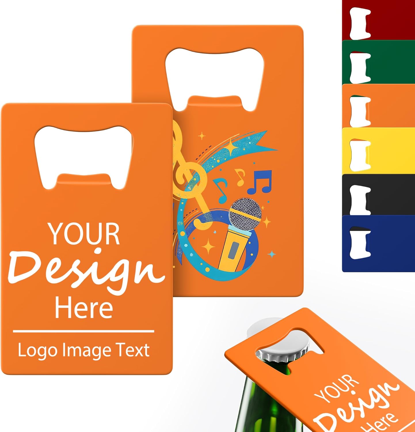 4-100 Pcs Personalized Bottle Opener, Custom Stainless Steel Credit Card Bottle Opener, Full Color Print for 6 Color, Design Your Text Logo for Bar, Wedding, Anniversaries, Party (Orange)