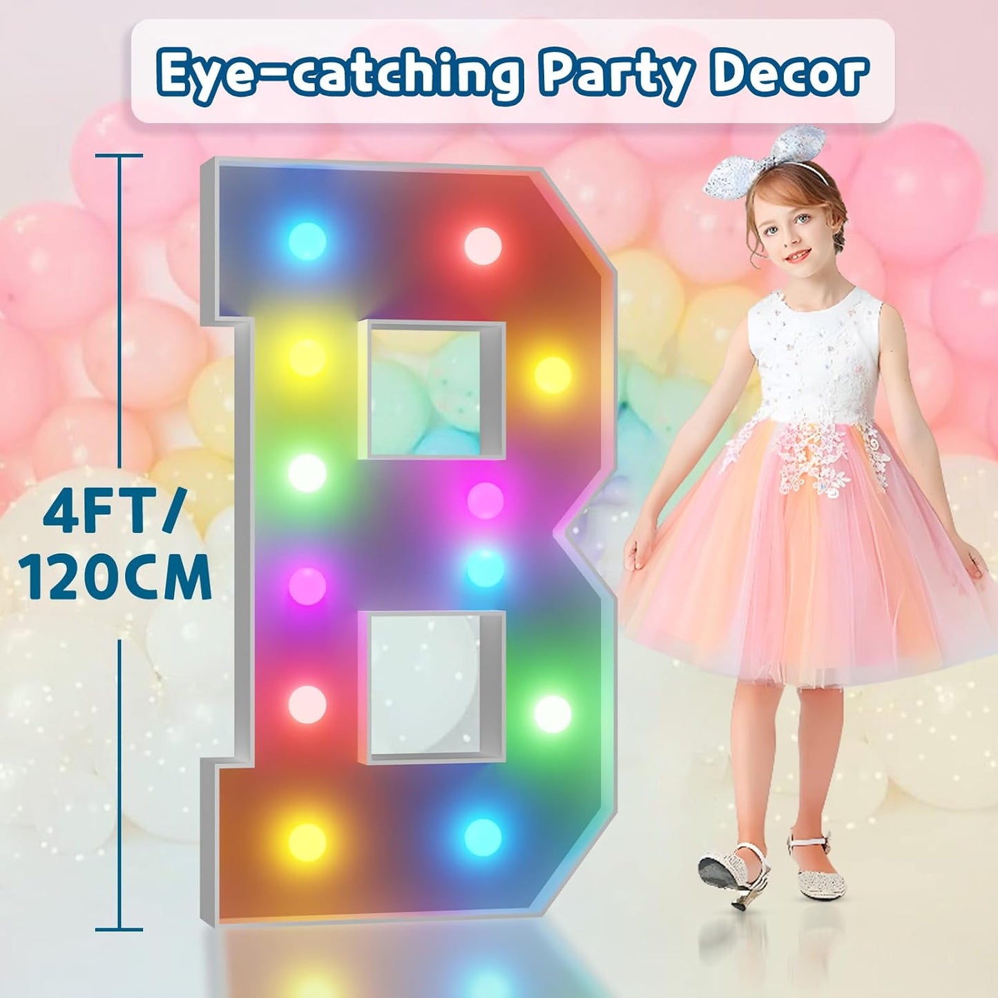 imprsv 4FT Colorful Marquee Light Up Letters B, 18 Colors Large Light up Letters Alphabet Sign with Remote, Large Marry Me Sign, Birthday Party Decorations Baby Shower Anniversary Wedding Decoration