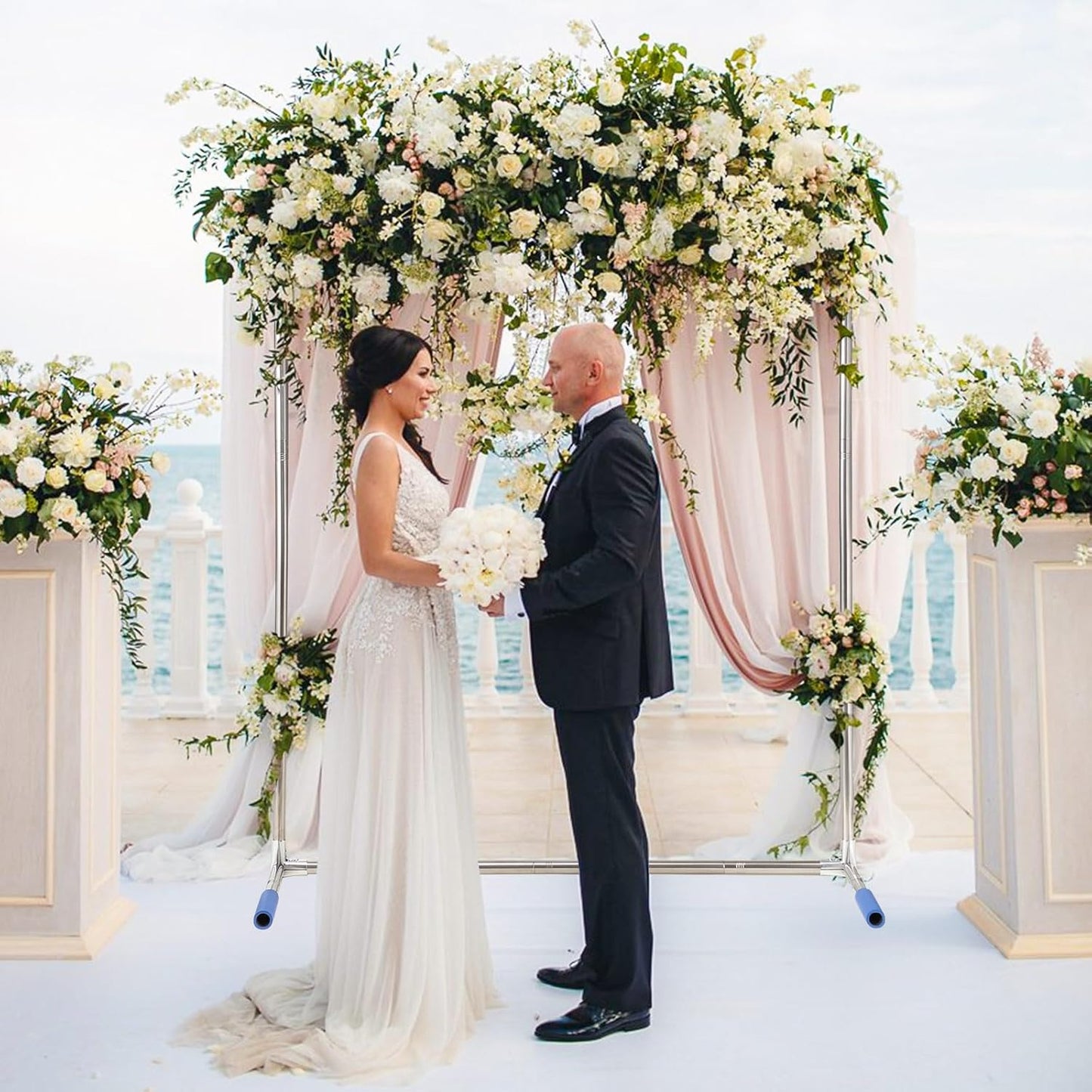 Arch Backdrop Stand,7x4 FT Metal Wedding Square Backdrop Stands for Ceremony Square Stainless Steel Backdrop Stand for Parties,Wedding,Birthday,Anniversary,Baby Shower,Garden Decoratip