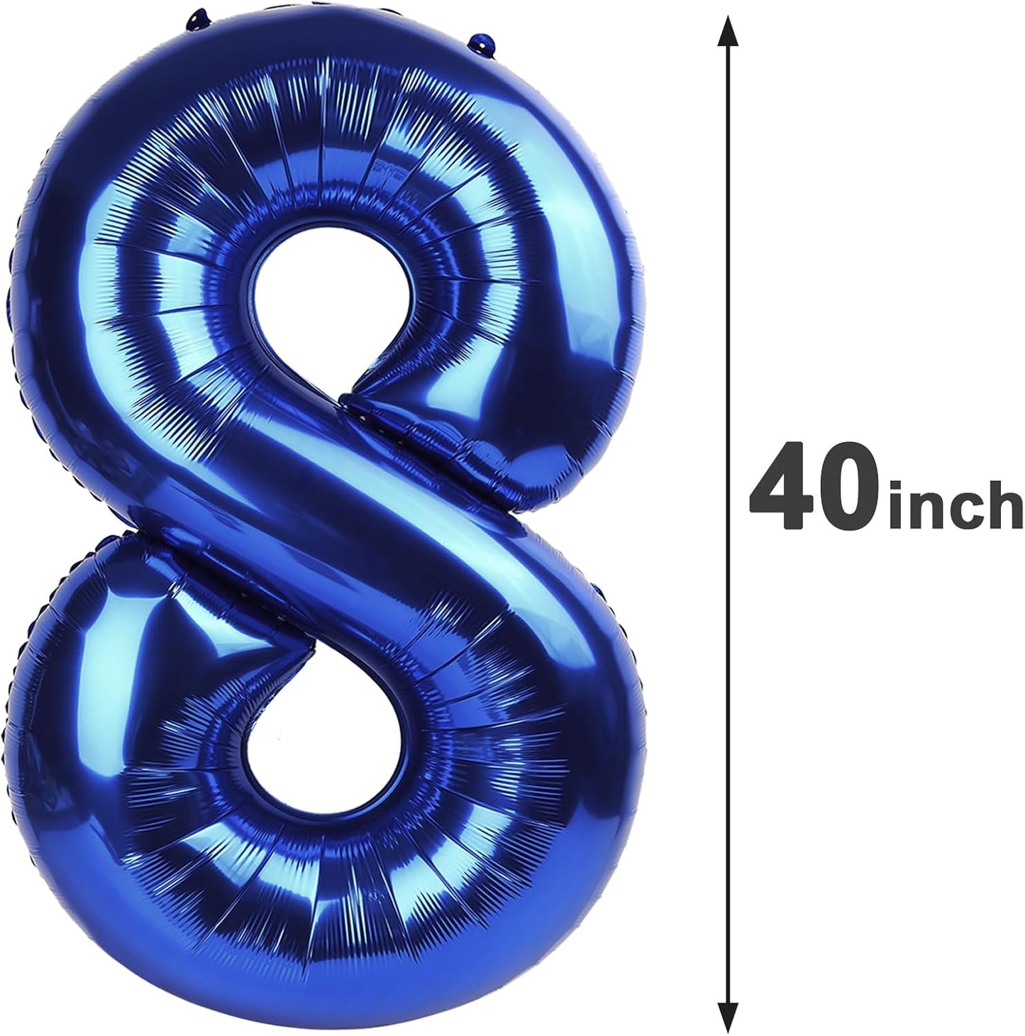 Night Blue Foil Number 8 Balloon 40 Inch, Helium Mylar Eight Number 8 18 28 38 48 58 80 88 Birthday Balloons, 8th Night Blue Women Men Wedding Anniversary, Graduations Party Supplies