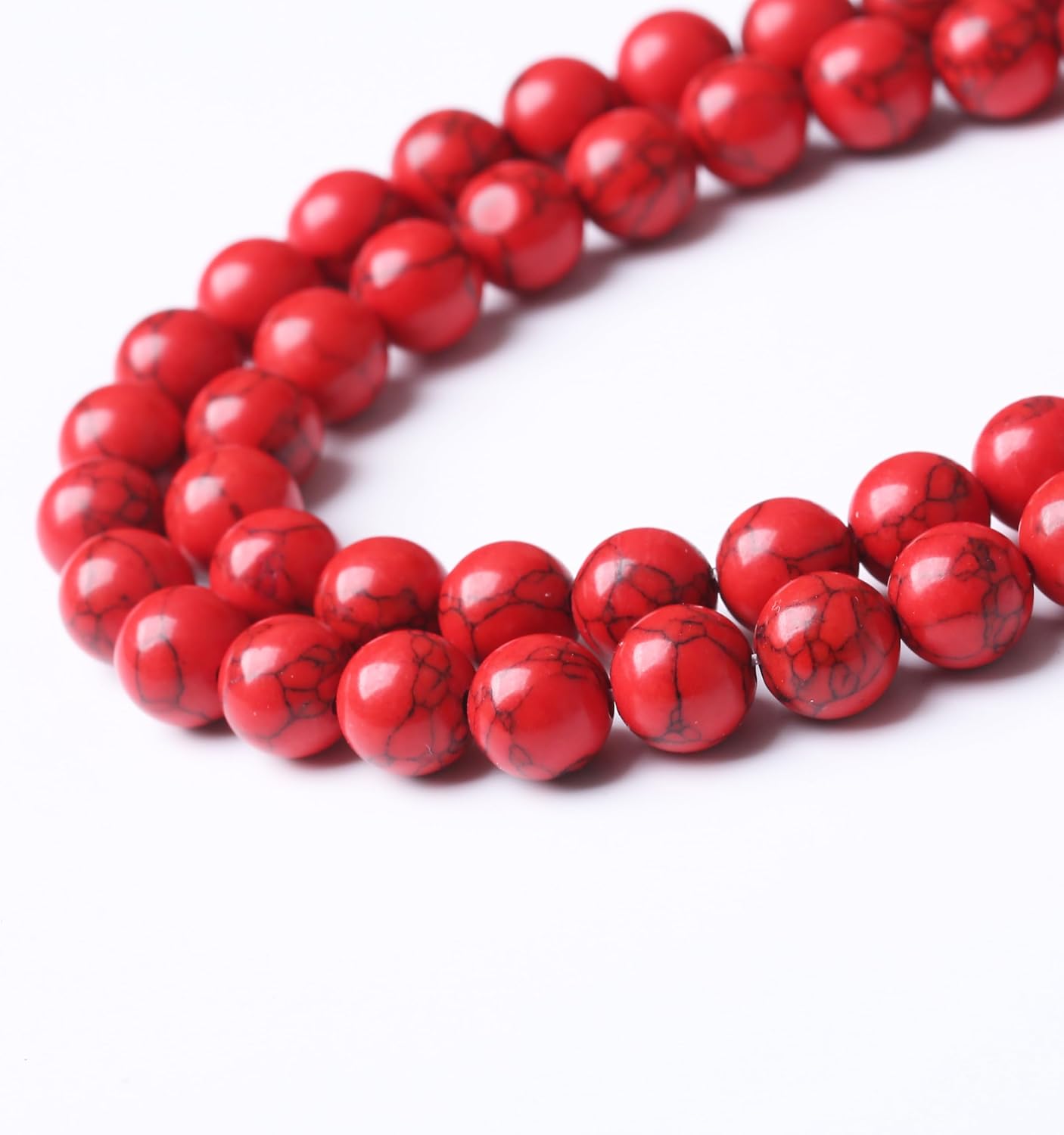 Red Turquoise Stone Beads Gemstone Round Crystal Energy Jade Beads Stone Beads for Jewelry Making DIY Bracelet Necklace Jewelry Making 1 Strand 15.5inch 31PCS 12MM
