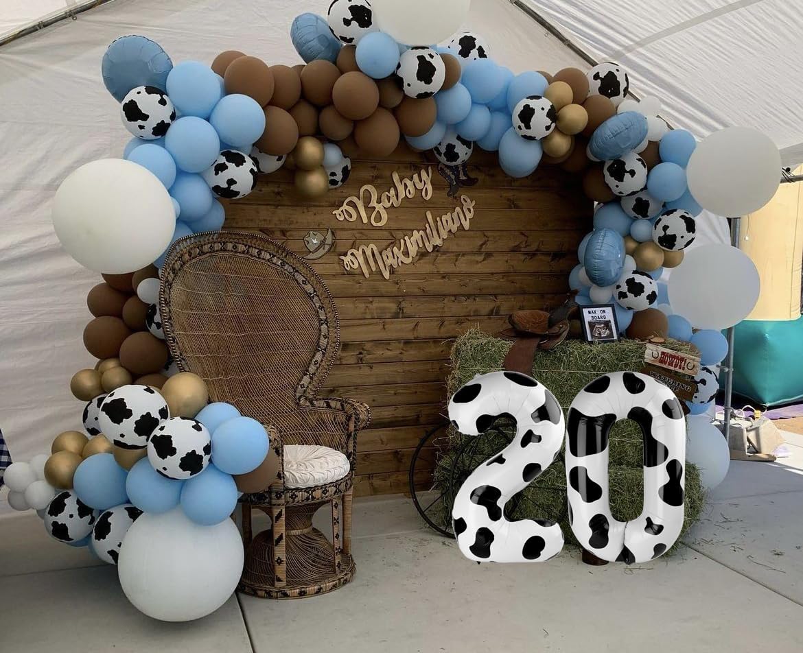 Cow Print 40 Inch 0 Number Balloons, 0 Decorations for 10 20 30 40 50 60 70 80 90 100Birthday, Foil Giant Birthday Graduations Anniversary Party Balloons